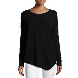 Neiman Marcus 100% Cashmere Asymmetric Oversized Sz S Braided Sleeve Sweater